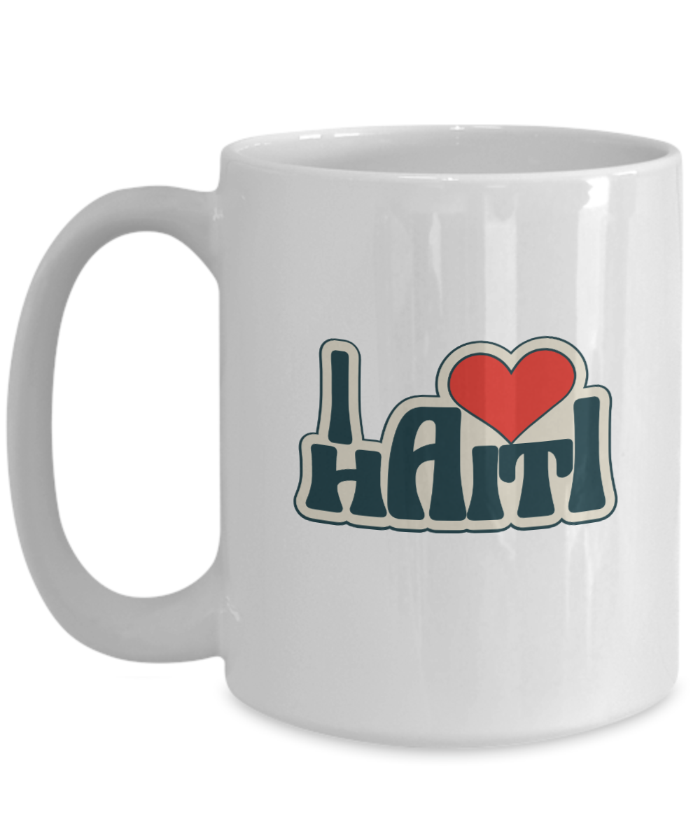 I Love Haiti Mug to Celebrate Haitian Heritage Month in White 2 Sizes