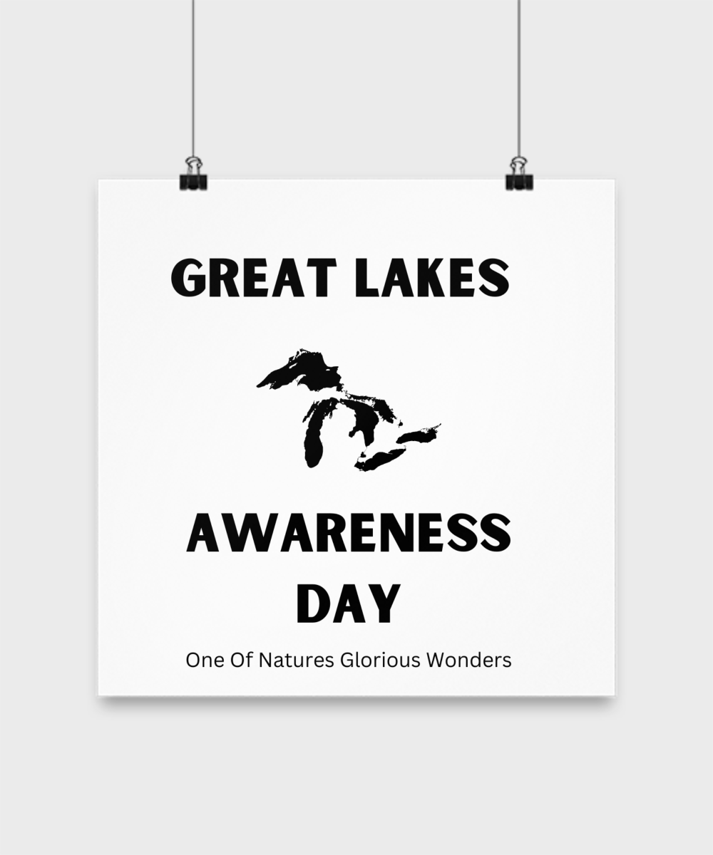 Great Lakes Awareness Poster White/Black With Multiple Size Choices