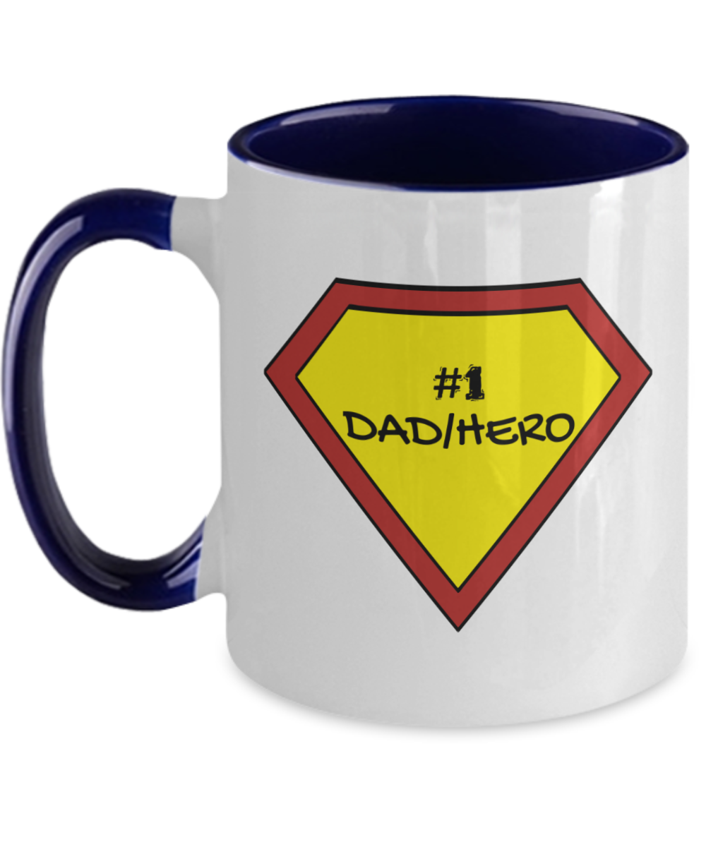 Happy Father's Day Superhero #1 Dad/Hero Two Tone Mug White With Multiple Color Choices