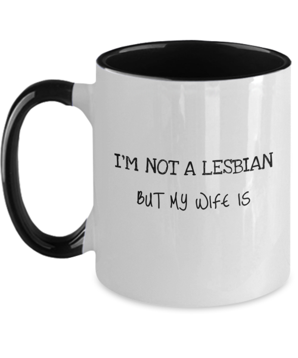 LGBTQ2S+ Lesbian Wife Multi Color Pride Mug with color choice options