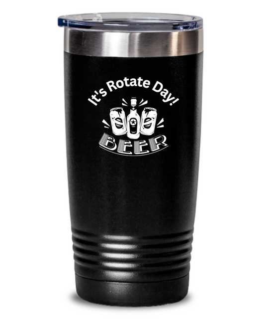 Celebrating National Rotate Your Beer Day Vacuum Insulated Tumbler with Lid Black/White