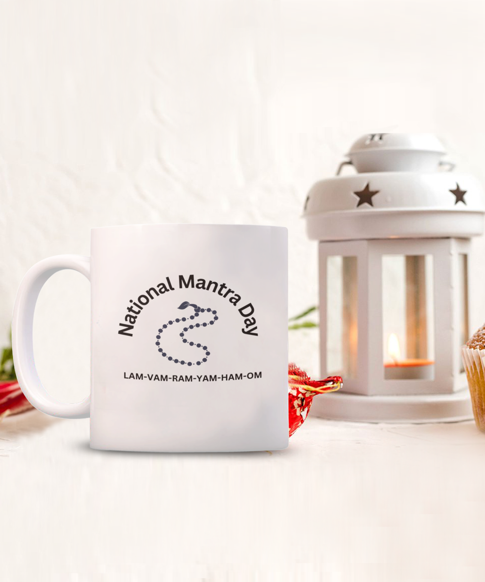 National Mantra Day Mug to Get All Beginners Started, White/Black in Multiple Sizes