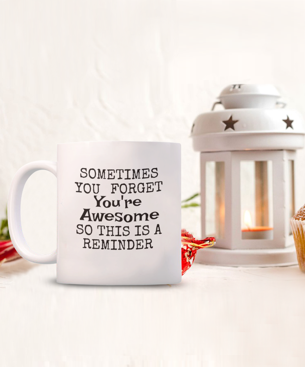 Charming Motivational "You're Awesome" Mug, White/Black
