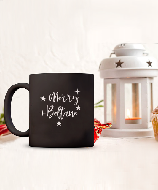 Festive Merry Beltane Mug, Black/White Available in 2 Sizes