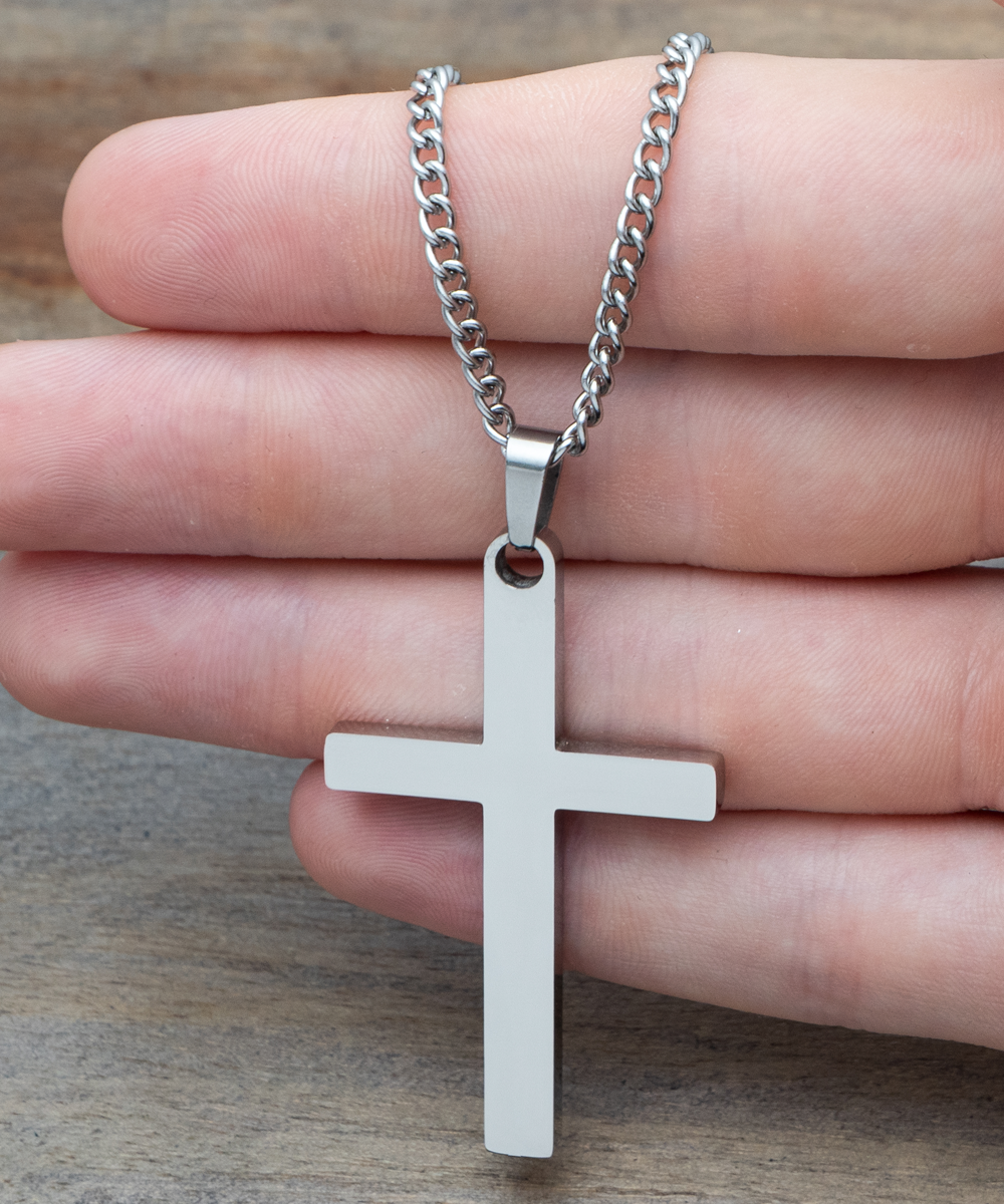 Rustic Charm: Handcrafted Black or Silver Cross Necklace for a Touch of Faith