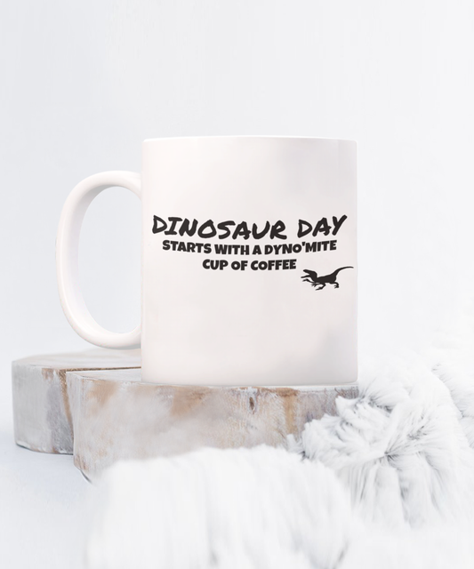 Celebrate National Dinosaur Day With this Whimsical Mug White/Black Available In 2 Sizes