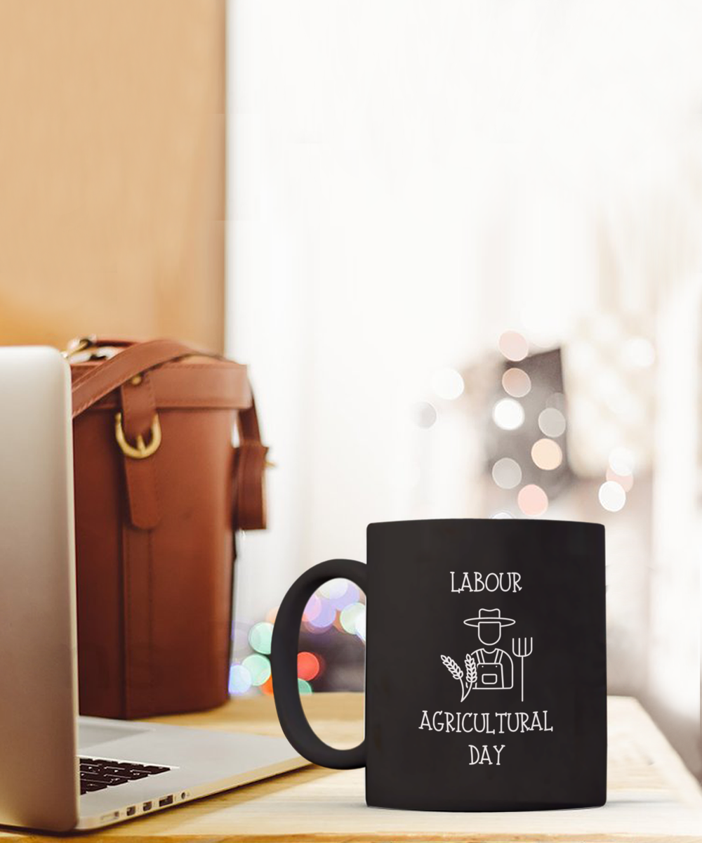 Cute Labour and Agricultural Day Mug to Celebrate our Farmers Black/White Available In 2 Sizes