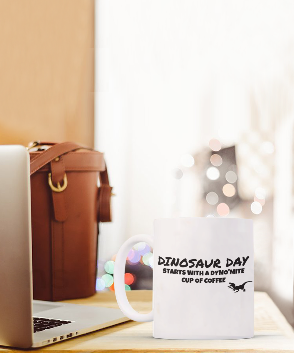 Celebrate National Dinosaur Day With this Whimsical Mug White/Black Available In 2 Sizes