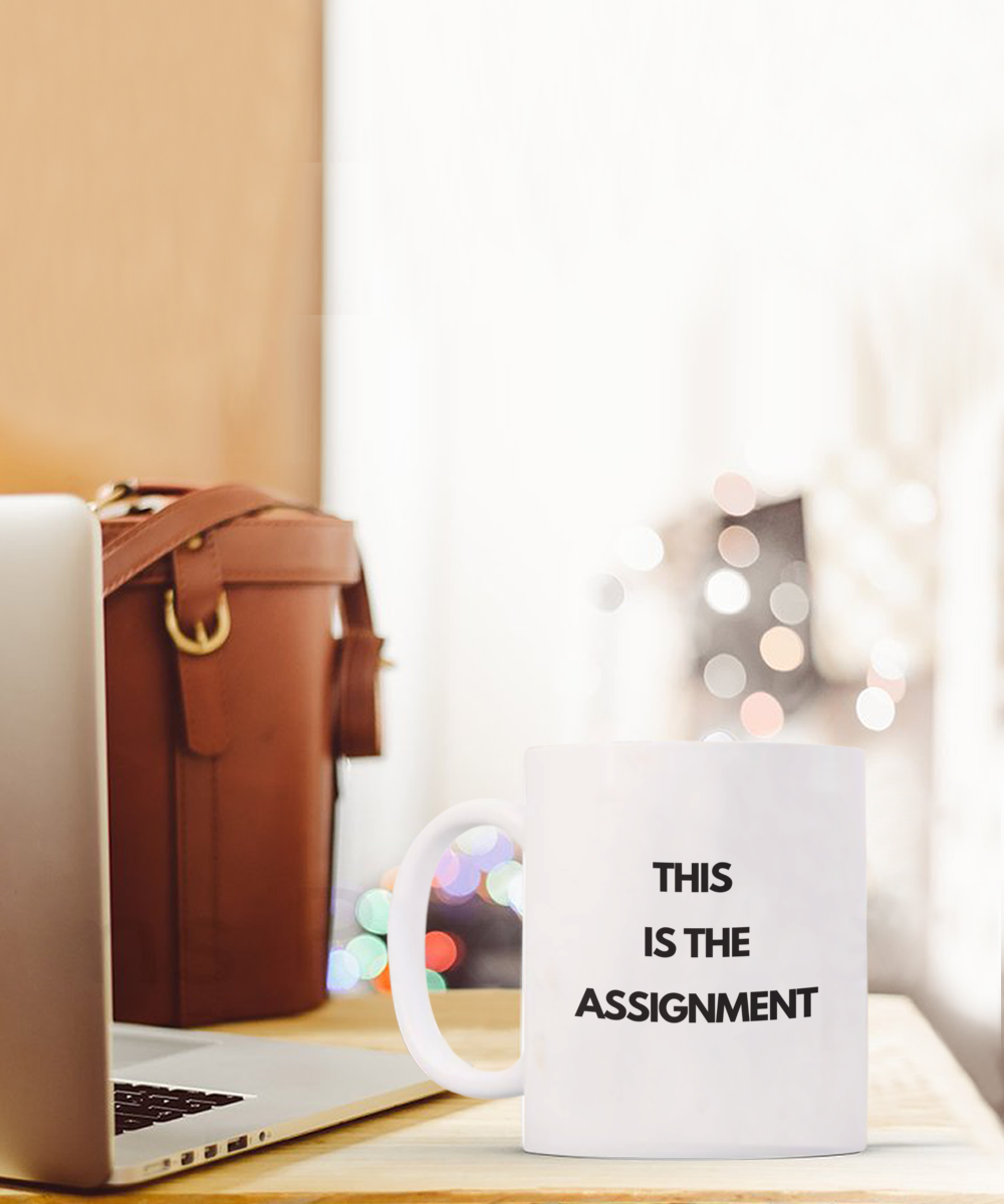 Comical this is the assignment mug white/black, great gift idea