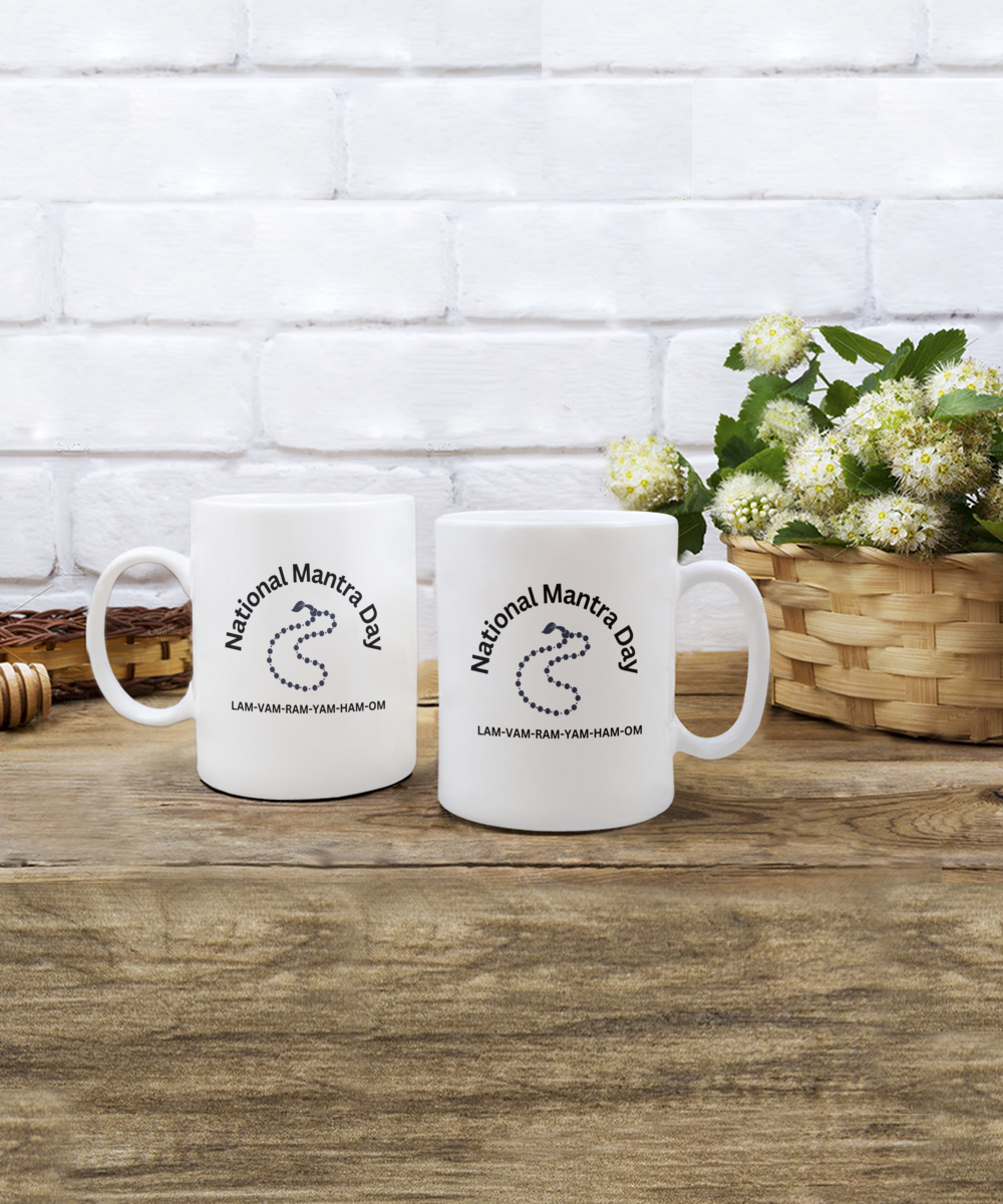 National Mantra Day Mug to Get All Beginners Started, White/Black in Multiple Sizes